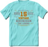 15 Jaar Legend T-Shirt | Goud - Zilver | Grappig Verjaardag Cadeau | Dames - Heren | - Licht Blauw - L