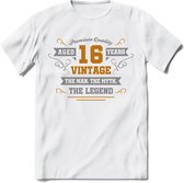 16 Jaar Legend T-Shirt | Goud - Zilver | Grappig Verjaardag Cadeau | Dames - Heren | - Wit - 3XL