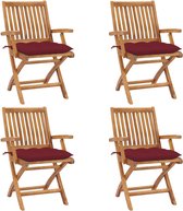 Decoways - Tuinstoelen 4 stuks inklapbaar met kussens massief teakhout