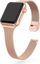 The Milan Rose Gold - AppleWatch bandje geschikt voor Apple Watch 38 mm, 40 mm en 41 mm - Luxe RoséGoud watch bandje - Hoogwaardig staal - Roestvrij staal RVS - Milanese Loop - Milanees