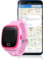 Trackitt GPS Tracker Horloge Personenalarmering SOS Noodknop Alarmering | Roze | Gratis APP / Simkaart Data | Geschikt voor Personen - Kinderen - Jongens & Meisjes | Voor IOS en Android  | GE