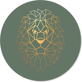 Wandcirkel - muurcirkel - incl ophangsysteem - binnen - geometrische - leeuw - groen - goud - ⌀ 60 cm - wallcircle - wanddecoratie - ronde schilderijen - Coszy