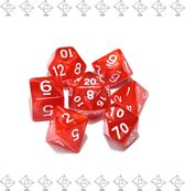 EPIN | Set van 7 Stuks | Polydice | Polyhedral | Dobbelstenen | Dungeons And Dragons | ROOD