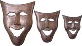Deco4yourhome® - Masker - Metaal - Set van 3 - Vintage Copper - Koper - Alberto