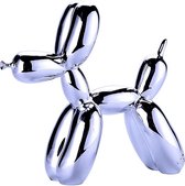 Artick Ballon Hond Beeldje - Balloon Dog - Jeff Koons Replica - Decoratie - Kunst - 17x17x7 Cm - Zilver