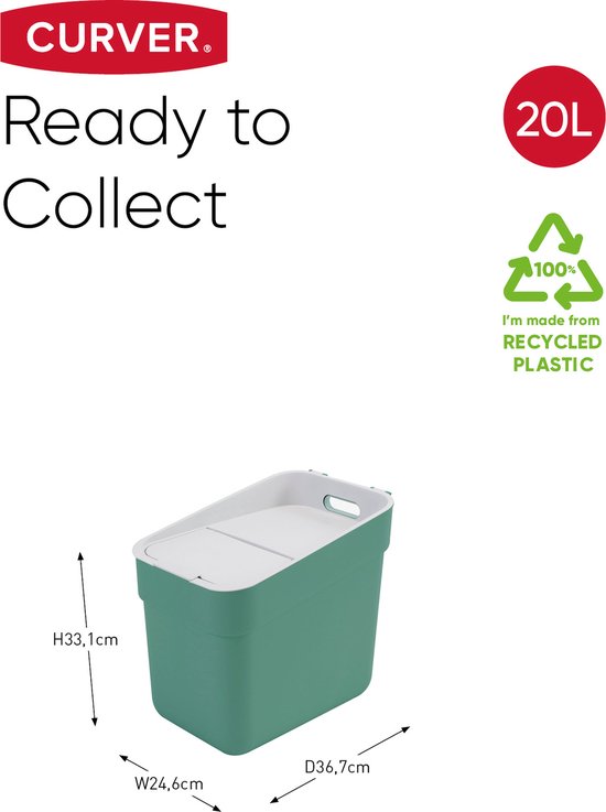 Curver Ready to Collect Prullenbak 20L - Vert/Gris Clair