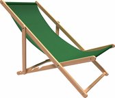 Strandstoel Holtaz - Inklapbaar - Hout - Comfortabele zonnebed - ligbed met verstelbare lighoogte - houten frame met stoffen - Groen