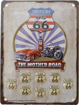 Wandbord - Historic US Route 66 - The Mother Road (15 x 20 cm)