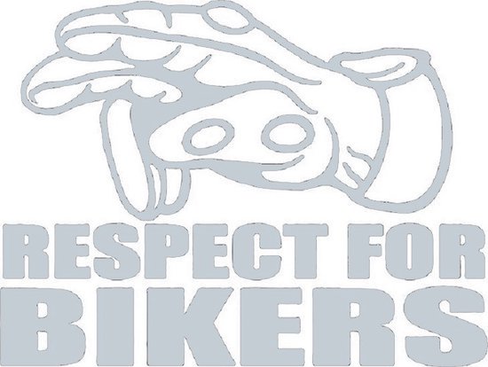 Respect for bikers hand groet sticker voor op de auto - Auto stickers - Auto accessories - Stickers volwassenen - 15 x 11 cm - Chrome