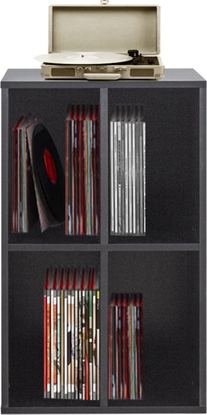 acuut Stijg noodsituatie Vinyl lp platen kast - opbergen lp platen - platenspeler meubel - zwart |  bol.com