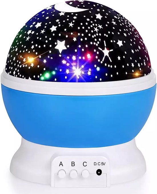 Éclairage chambre ciel étoilé - Projecteur lumière de la lune - Veilleuse enfant | bébé - Veilleuse - Cadeau enfant (Blauw)