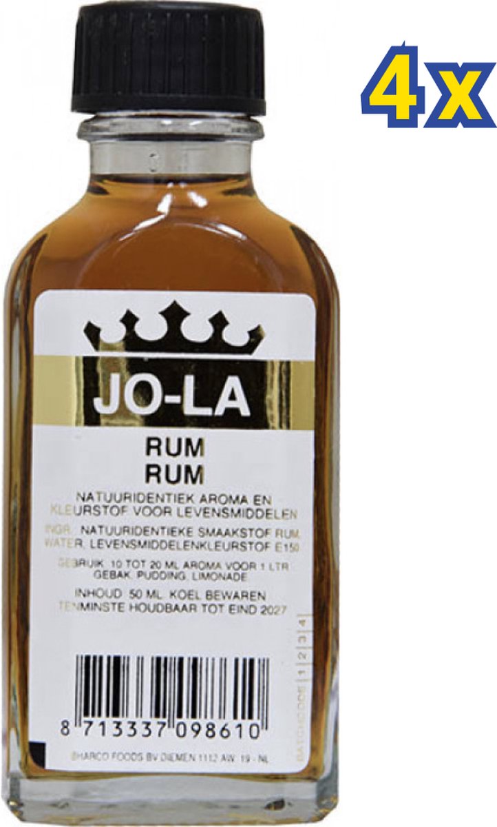 JO-LA Rum - Aroma & Kleur-Smaakstof voor levensmiddelen - per 4 st. x 50 ml verkrijgbaar - JO-LA