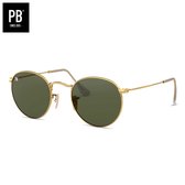 PB Sunglasses - Round Polarised. - Zonnebril heren en dames - Gepolariseerd - Ronde stijl - Goud metalen frame