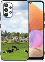 Telefoon Hoesje Geschikt voor Samsung Galaxy A32 4G | A32 5G Enterprise Editie Backcover Soft Siliconen Hoesje met Zwarte rand Hollandse Koeien