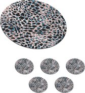 Onderzetters voor glazen - Rond - Patronen - Panterprint - Roze - 10x10 cm - Glasonderzetters - 6 stuks