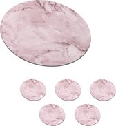 Onderzetters voor glazen - Rond - Marmer - Plamuur - Roze - 10x10 cm - Glasonderzetters - 6 stuks