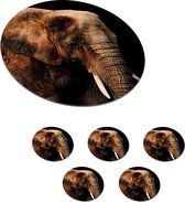Sous- Sous-verres pour verres - Ronds - Éléphant - Animaux - Marron - 10x10 cm - 6 pièces