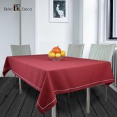 Tafelkleed, bordeaux  rood met witte streep, model Maria, rechthoek, 150 x 280