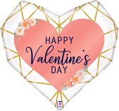 Oaktree - Folieballon hart Happy Valentines Day Geo Shape