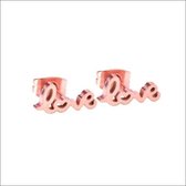 Aramat jewels ® - Oorstekers zweerknopjes love chirurgisch staal rosékleurig 12x6mm