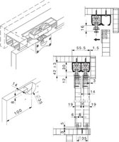 Hawa-Dorado 40/IF voor 2 deuren 11623 z/rail | infront schuifdeurbeslag 2 deurs | Onderdelenset voor schuifdeurrail