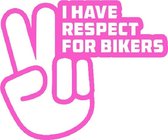 I have respect for bikers sticker voor op de auto - Auto stickers - Auto accessories - Stickers volwassenen - 15 x 12 cm Roze