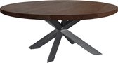 Eikenhouten tafel ovaal met facetrand - spinpoot - warme bruine kleur - extra dik blad