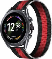 Milanees Smartwatch bandje - Geschikt voor  Fossil Gen 6 - 44mm Milanese band - zwart/rood - Strap-it Horlogeband / Polsband / Armband