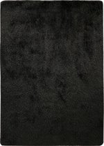 Tapijtenloods Natty Hoogpolig Wasbaar Effen Vloerkleed Fluweel Zwart - 80x150 CM -