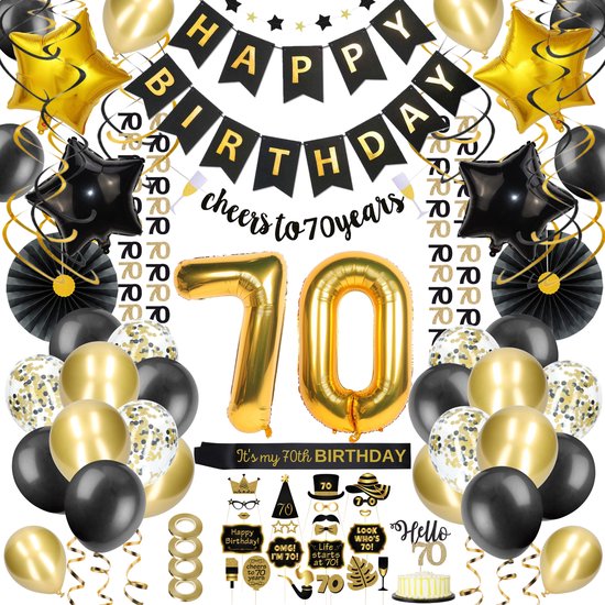 Partizzle 70 Jaar Feest Verjaardag Versiering Set - Happy Birthday Slinger  & Ballonnen... | bol.com