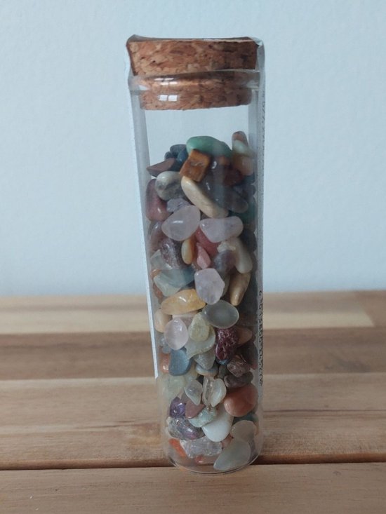 Tube avec cadeau de pierres précieuses - Confettis de pierres précieuses - Minéraux de pierre - 10 x 3 cm