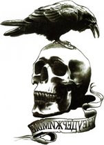 Half tattoo sleeve black crow - plaktattoo - tijdelijke tattoo - 21 cm x 14.8 cm (L x B)