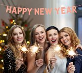 Slinger Happy New Year – Rose / Goud / Gold Glitter | Vlag - Banner - Slinger - Guirlande | Oudjaar – Nieuwjaar – Jaarwisseling | Decoratie – Versiering