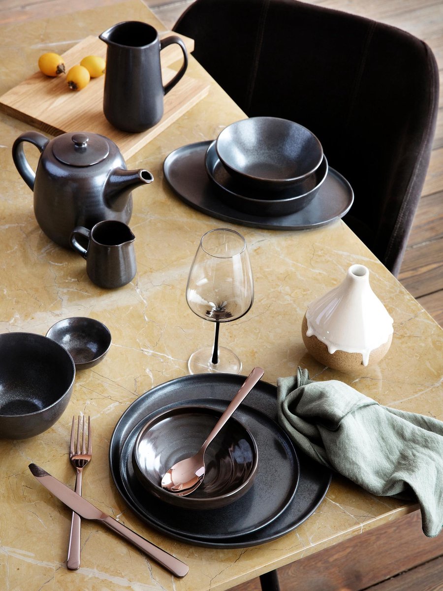 bRUIE Handgemaakte dinerborden Esrum Night, 4 stuks