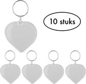 Foto sleutelhanger Hartje – Acryl sleutelhanger – Transparant – Foto, tekst, Logo – Formaat 5 x 5 cm – 10 stuks
