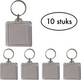 Foto sleutelhanger Vierkant – Acryl sleutelhanger – Transparant – Foto, tekst, Logo – Formaat 4 x 4 cm – 10 stuks