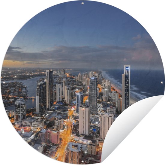 Tuincirkel Schemering valt over de kust van Brisbane in Australië - Tuinposter