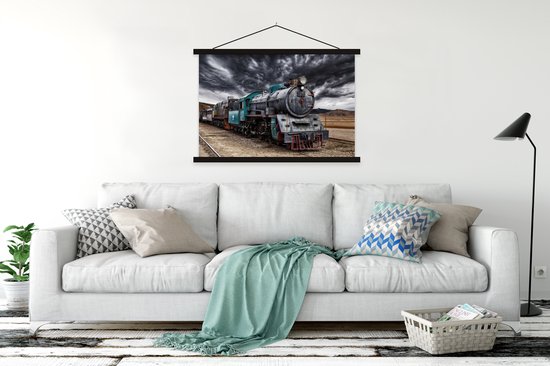 Affiche textielposter Nuages sombres sur la locomotive à vapeur 120x80 cm