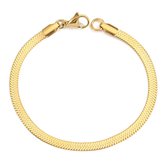 Chic by Lirette - RVS Stalen Armband Platte Schakels - Slang Schakel - 18 cm - Goud inc. Sieradenzakje