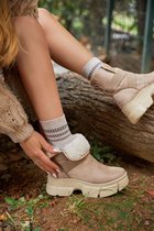 Ravira - beige suede dames boots / laars met elastiek - Maat 37