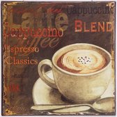 Coffee - Cappuccino - Latte - Espresso - Koffie - Metalen wandbord - 30 x 30cm