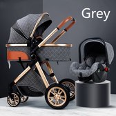 3 In 1 Kinderwagen Royal Luxe Lederen Aluminium Frame