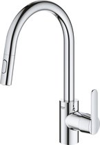 GROHE Get Keukenkraan - Hoge uitloop - 360° draaibereik - Met uittrekbare handdouche en 2 straalsoorten - Chroom