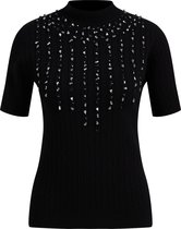 WE Fashion Dames fijngebreide top met strass steentjes