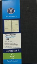 Ryam - Zak Agenda - Memoplan 7 - 2022 - Zwart - Luxe Python - Week per 2 pagina's - 9x15cm