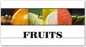Dibond - Keuken / Voeding / Fruit - Collage / Fruits in wit / zwart / rood / geel / blauw - 40 x 80 cm.