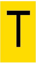 Mini letter T, geel zwart 9 x 13 mm - 110/vel