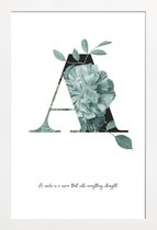 JUNIQE - Poster met houten lijst Flower Alphabet - A -40x60 /Kleurrijk