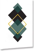 Akoestische panelen - Geluidsisolatie - Akoestische wandpanelen - Akoestisch schilderij AcousticBudget® - paneel met grafisch groene elementen - design 43 - 90x60 - Wanddecoratie -