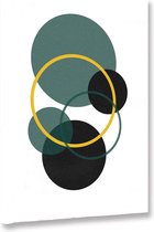 Akoestische panelen - Geluidsisolatie - Akoestische wandpanelen - Akoestisch schilderij AcousticBudget® - paneel met grafisch groene elementen - design 33 - 90x60 - Wanddecoratie -